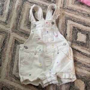 GAP White Overalls with Colorful Dots